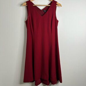 Theory Dress Womens 8 Red Sleeveless V-Neck A-Line Fit & Flare Lined Cocktail